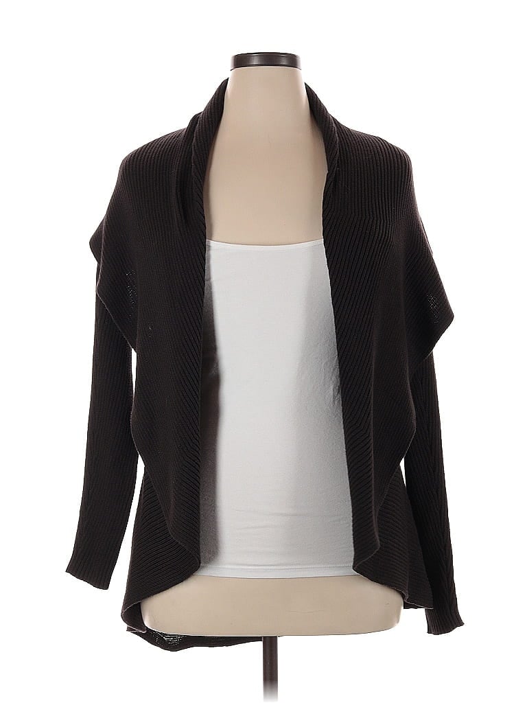 W by Worth 100% Cotton Black Brown Cardigan Size L - photo 1