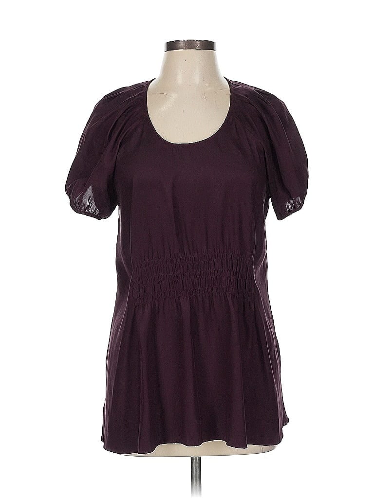 Pre-owned Daisy Fuentes Short Sleeve Blouse In Burgundy