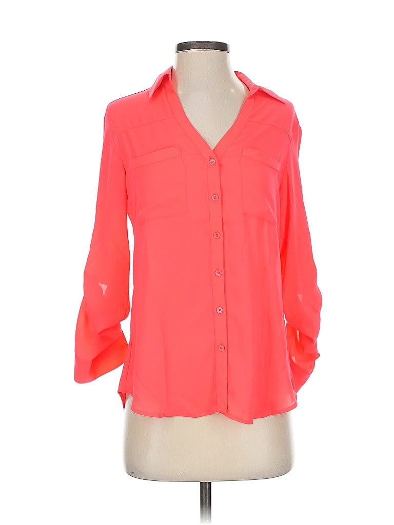 Pre-owned Express 3/4 Sleeve Blouse In Orange