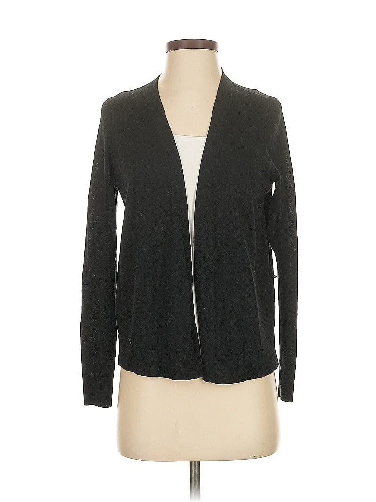 Pre-owned Halogen Wool Cardigan Sweater In Black