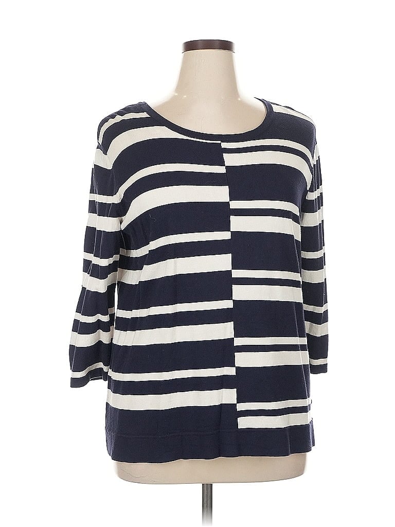 Dana Buchman Stripes Blue Pullover Sweater Size XL - photo 1