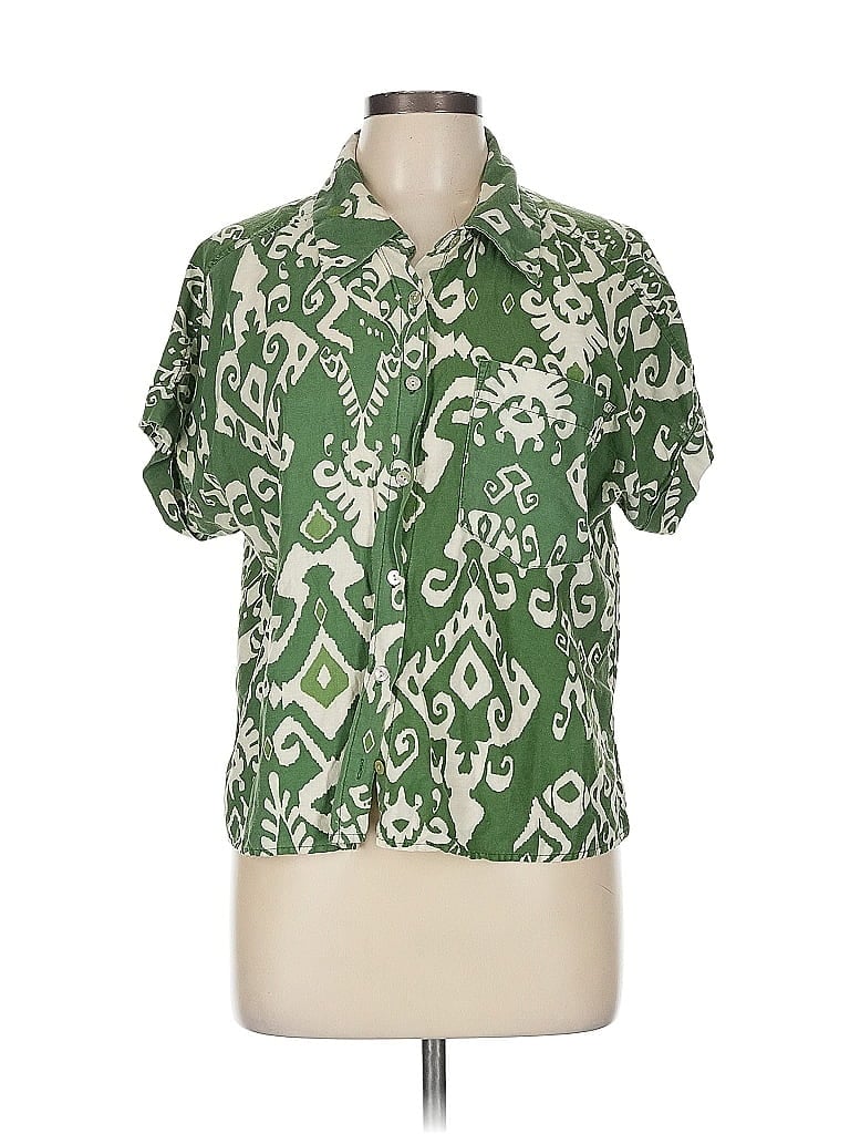 Pre-owned Haute Hippie Short Sleeve Blouse In Green