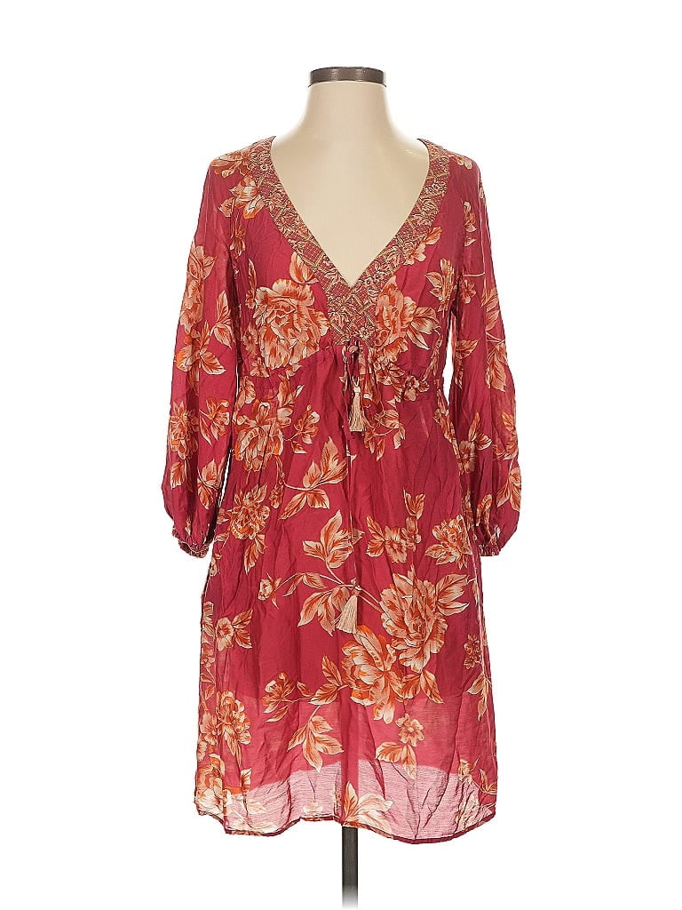 Pre-owned Jets Australia Casual Dress In Burgundy