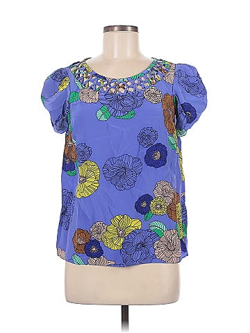 Tibi Short Sleeve Silk Top (view 1)