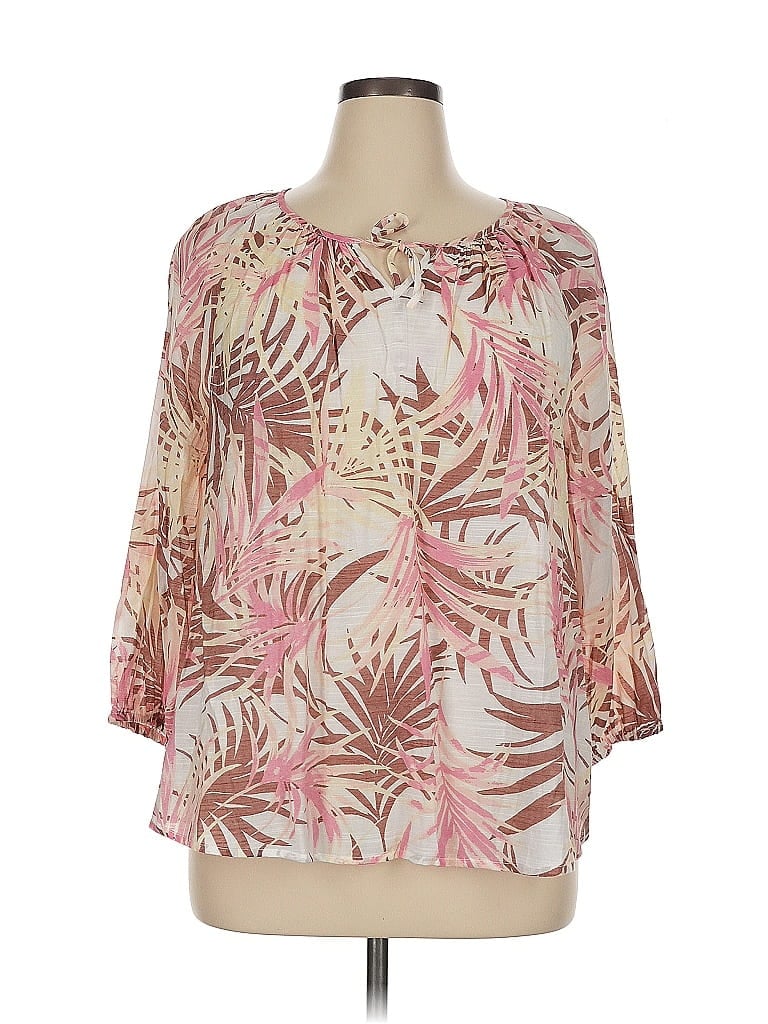 Pre-owned Como Blu 3/4 Sleeve Blouse In Pink