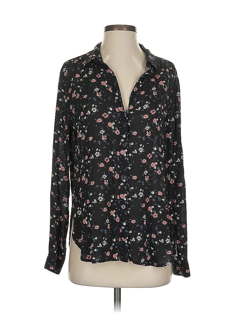 Pre-owned Bella Dahl Long Sleeve Blouse In Black