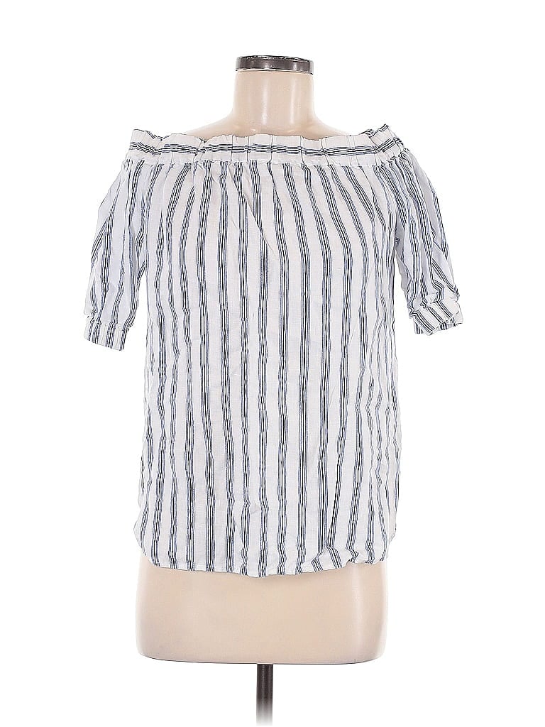 Click to view more detailed imagery on our partner's website Pre-owned Michael Michael Kors Short Sleeve Top Blue Off The Shoulder Neckline Tops