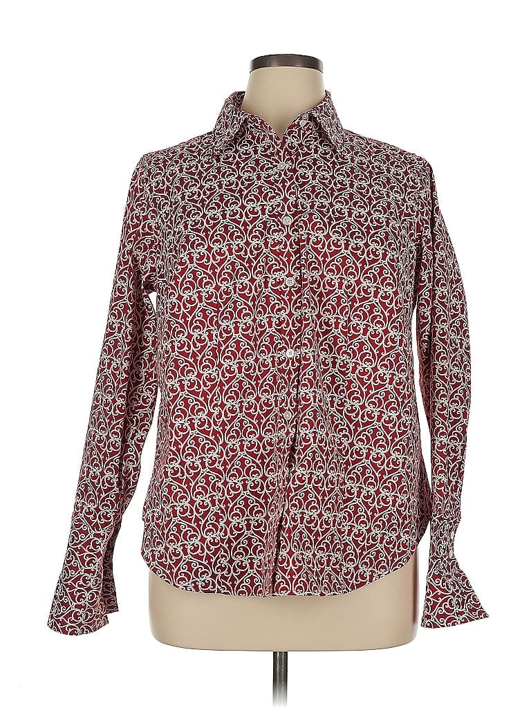 Pre-owned Talbots Long Sleeve Button Down Shirt In Burgundy