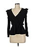 INC International Concepts Black Long Sleeve Blouse Size M (petite) - photo 1