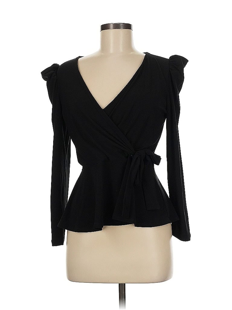 INC International Concepts Black Long Sleeve Blouse Size M (petite) - photo 1