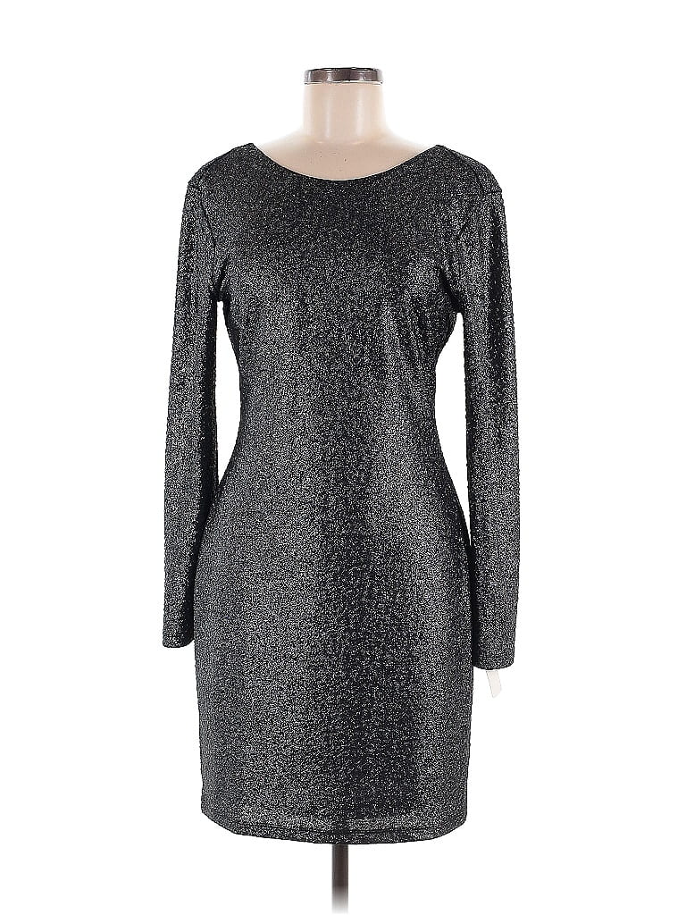 Jennifer Lopez Metallic Silver Cocktail Dress Size M - photo 1