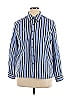 Foxcroft Stripes Blue Long Sleeve Button-Down Shirt Size 14 - photo 1