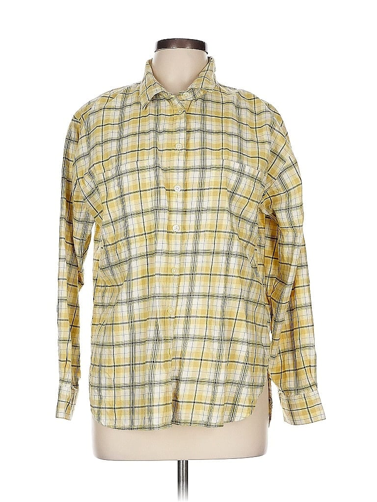 Pre-owned Ann Taylor Loft Long Sleeve Button Down Shirt In Yellow