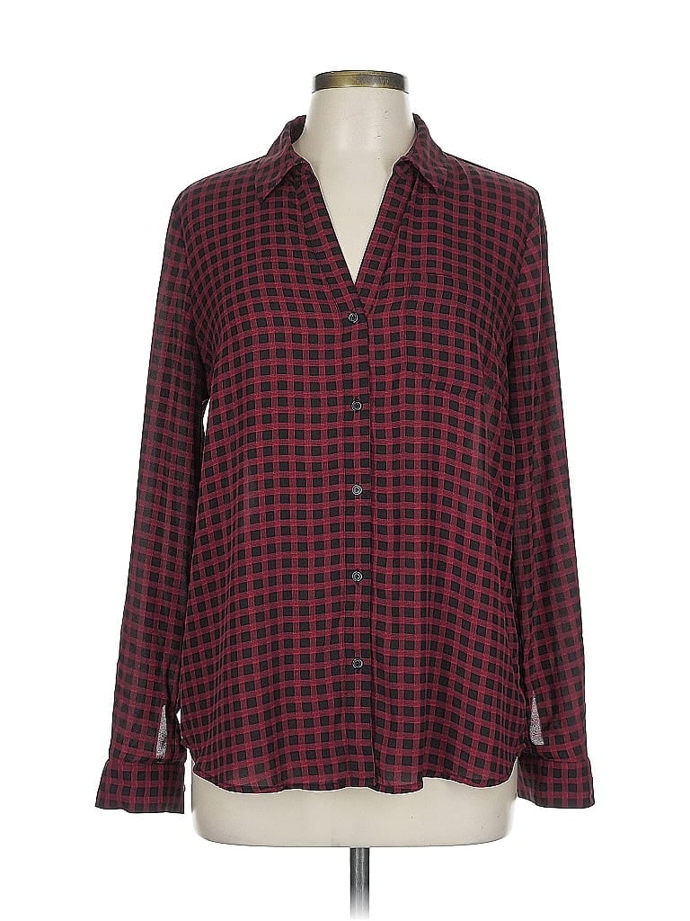 Pre-owned The Limited Long Sleeve Blouse In Burgundy