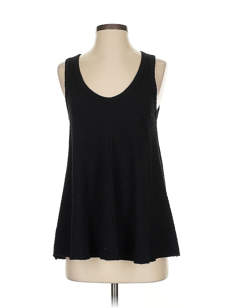 Pre-owned Enza Costa Sleeveless Top Black Solid Pattern Scoop Neck Tops