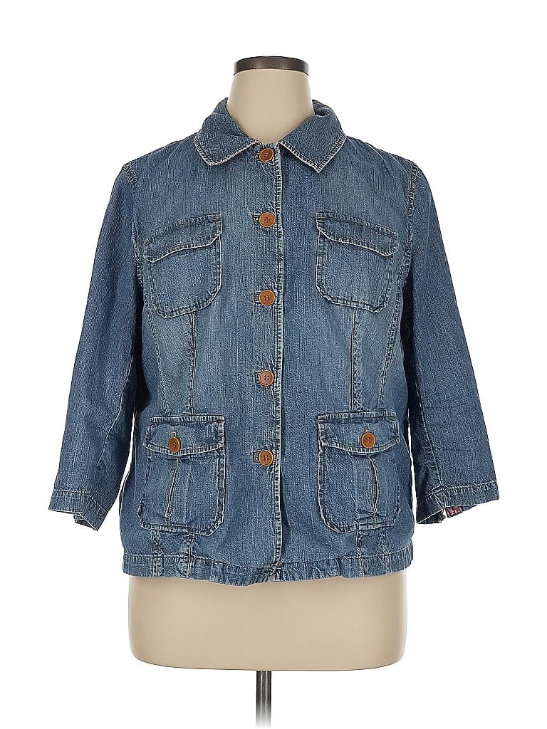 Sigrid Olsen 100% Cotton Blue 3/4 Sleeve Button-Down Shirt Size 16 - photo 1