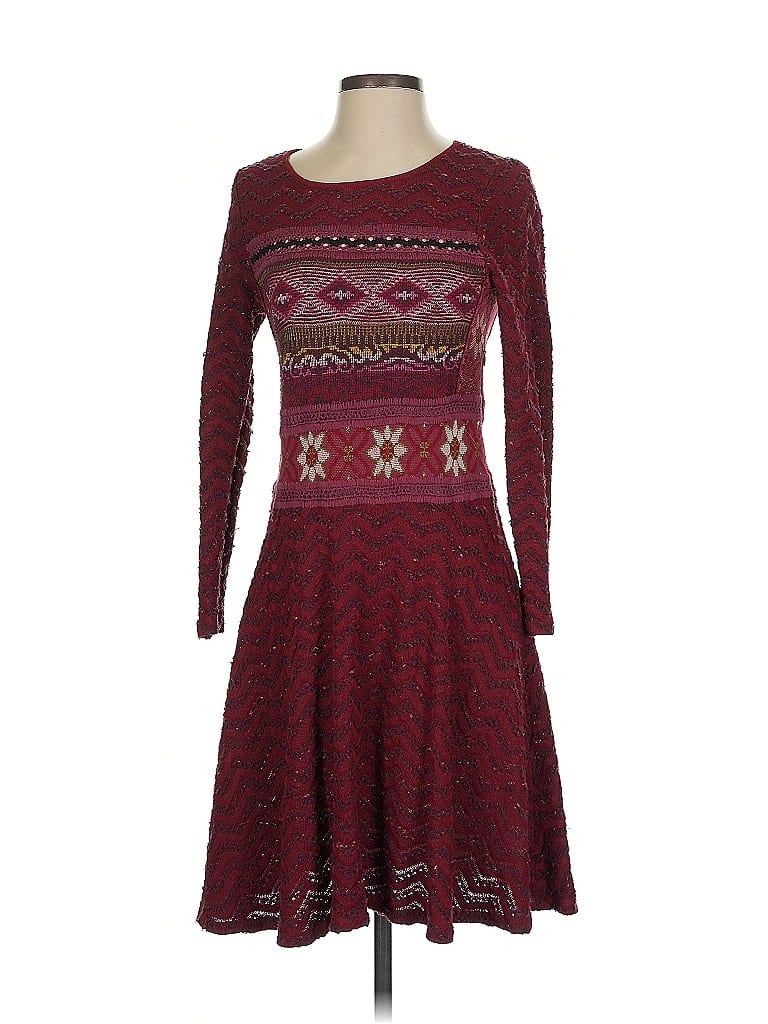 Cecilia Prado Argyle Burgundy Casual Dress Size S - photo 1