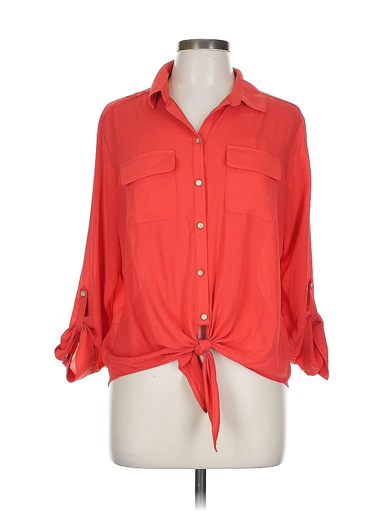 Pre-owned Investments 3/4 Sleeve Blouse In Orange