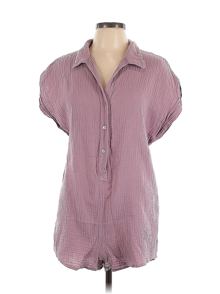 Shade & Shore 100% Cotton Checkered-gingham Purple Romper Size M - photo 1
