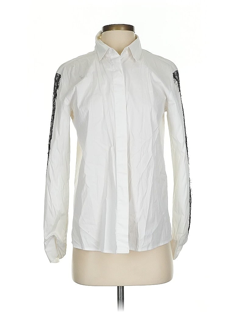 Pre-owned Dkny Long Sleeve Blouse In White