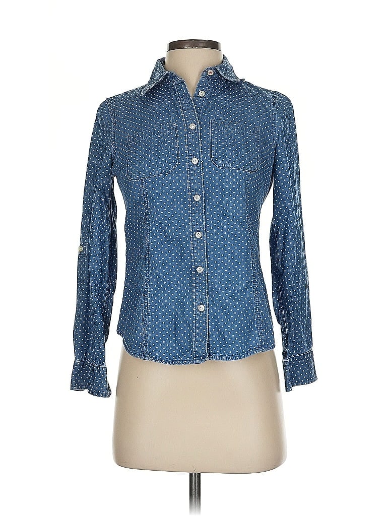 Pre-owned Talbots Long Sleeve Button Down Shirt In Blue