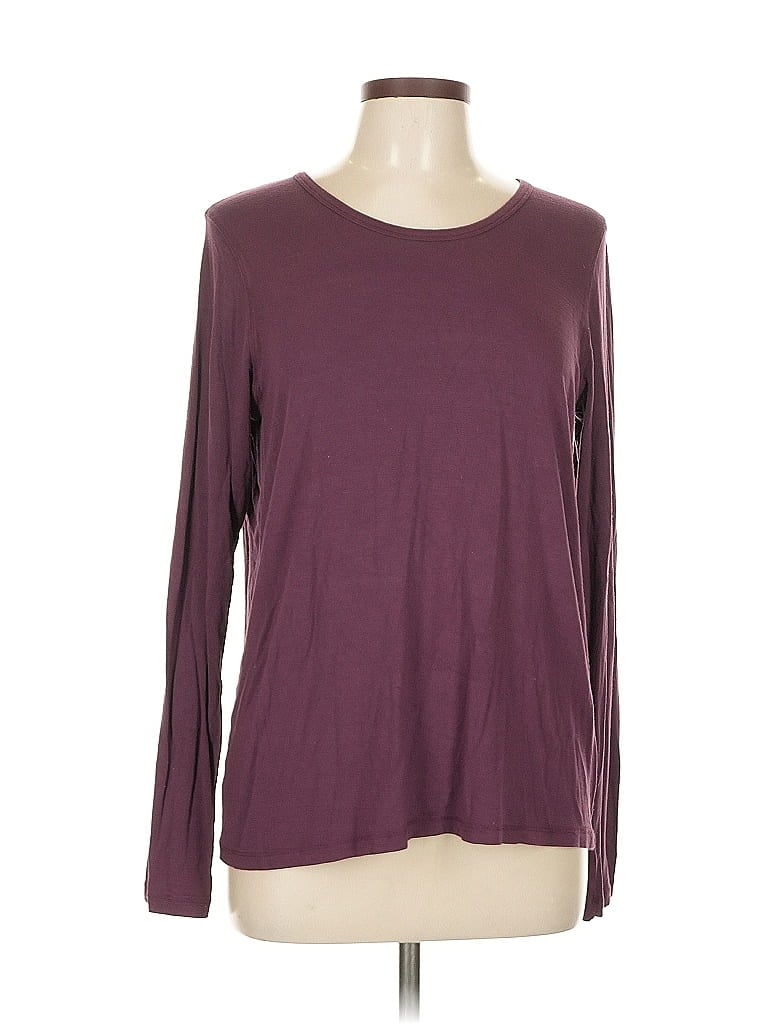 Pre-owned All In Motion Long Sleeve Top Burgundy Crew Neck Tops