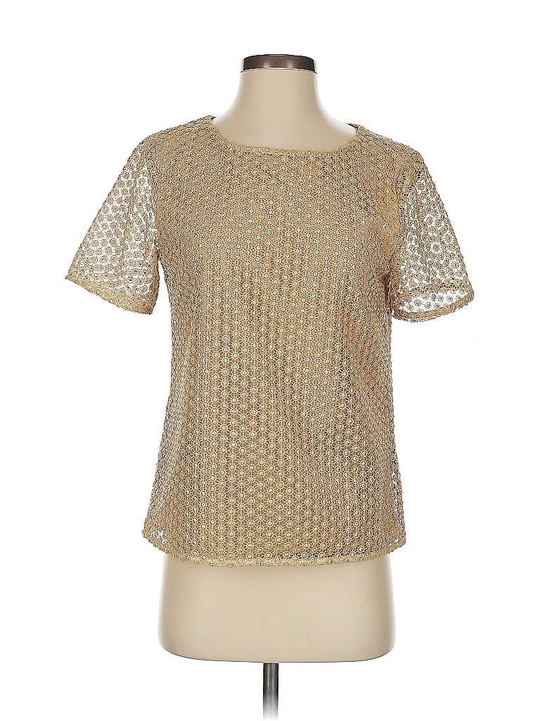 Pre-owned Diane Von Furstenberg Short Sleeve Blouse In Gold