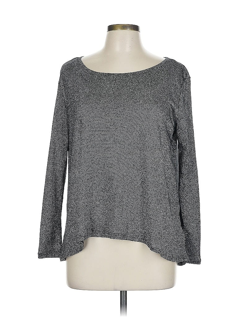 Pre-owned H&m Long Sleeve Top Gray Boatneck Tops