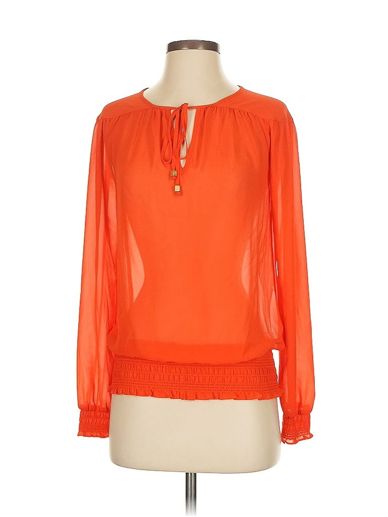 Pre-owned Michael Michael Kors Long Sleeve Blouse In Orange