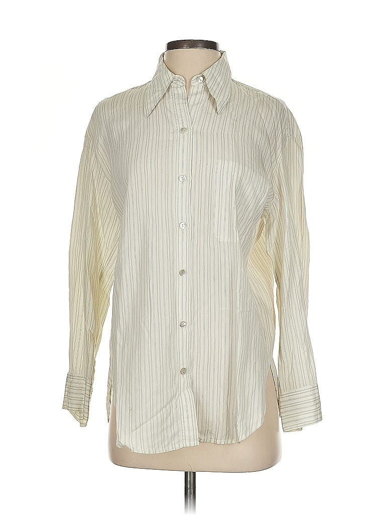 Pre-owned Vince Long Sleeve Button Down Shirt In White