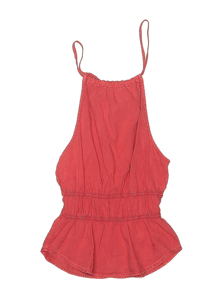 Bella Dahl Sleeveless Top Red Halter Neckline Tops In Orange