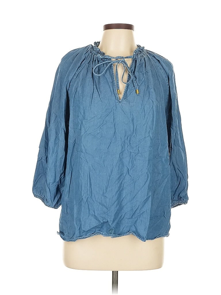 Click to view more detailed imagery on our partner's website Pre-owned Alex & Parker 3/4 Sleeve Blouse In Blue
