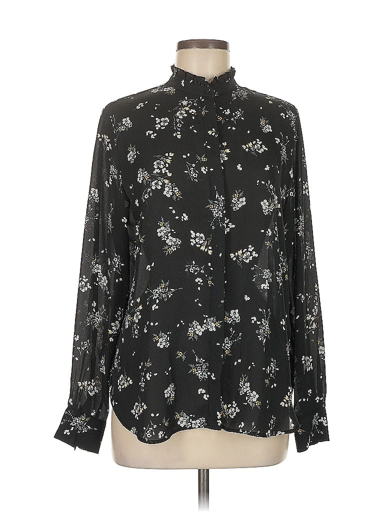 Pre-owned H&m Long Sleeve Blouse In Black