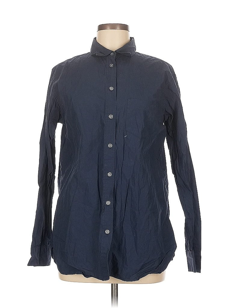 Pre-owned Uniqlo Long Sleeve Button Down Shirt In Blue