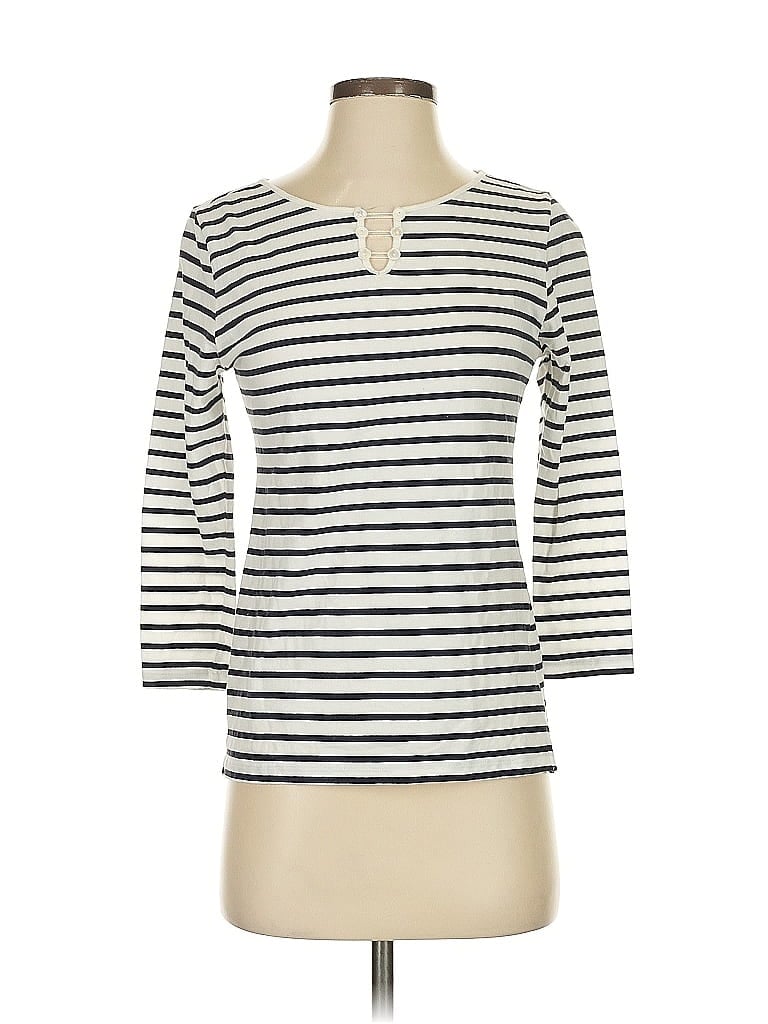 Pre-owned Tyler Boe 3/4 Sleeve Top Ivory Keyhole Neckline Tops In White