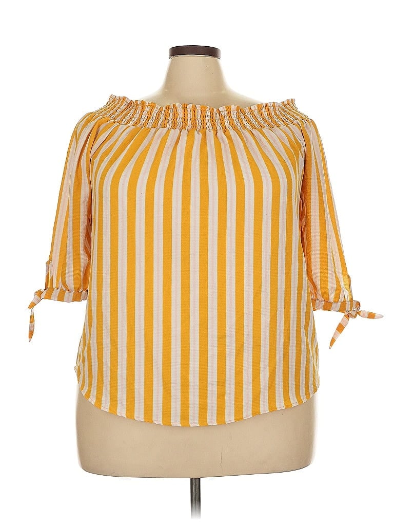 Pre-owned Rue21 3/4 Sleeve Blouse In Yellow