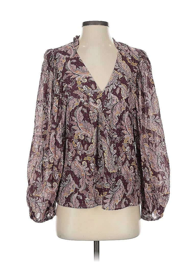 Pre-owned Intermix Long Sleeve Blouse In Purple
