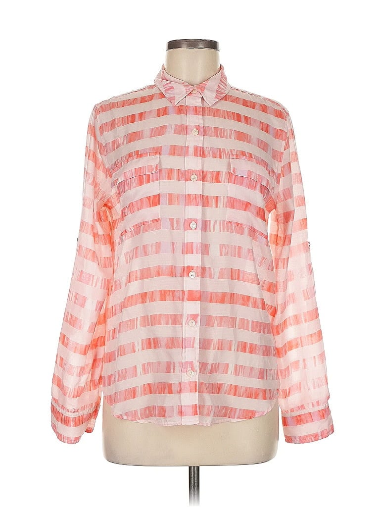 Pre-owned Calvin Klein Long Sleeve Blouse In Orange