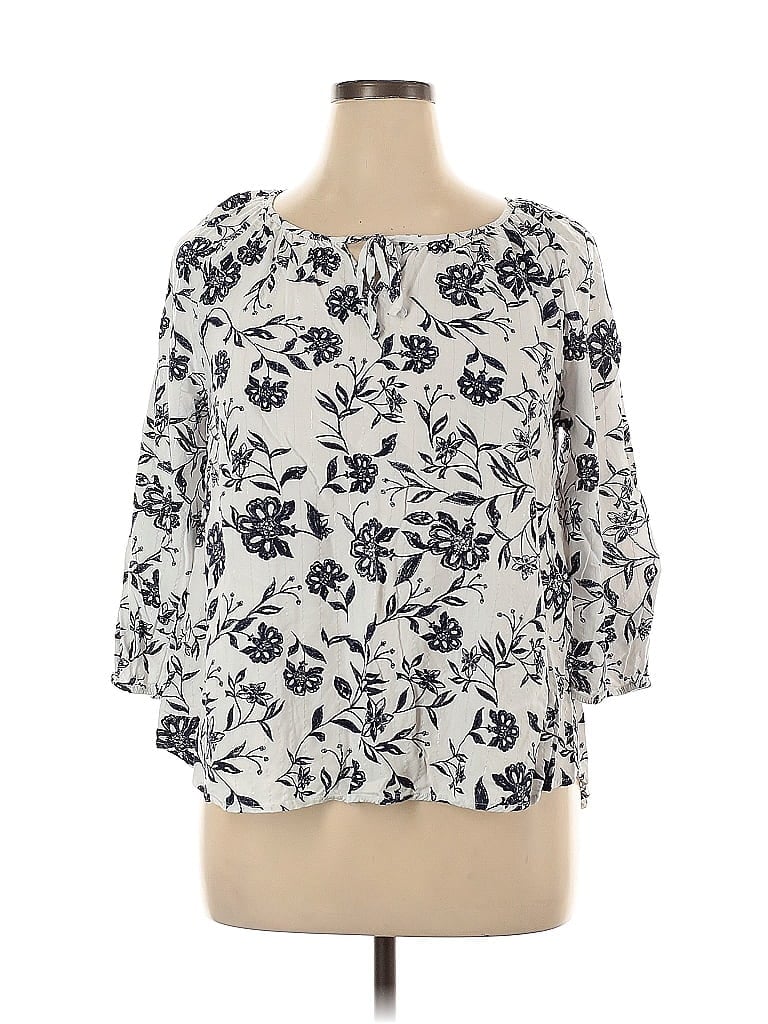 Pre-owned Como Blu 3/4 Sleeve Blouse In White