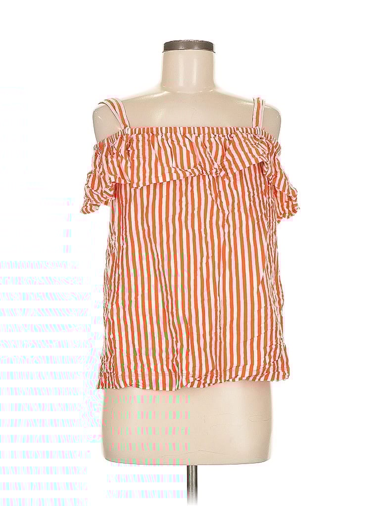 Pre-owned J.crew Factory Store Short Sleeve Top Orange Cold Shoulder Neckline Tops