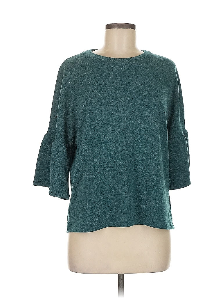 Pre-owned Wayf 3/4 Sleeve Top Teal Boatneck Tops In Blue