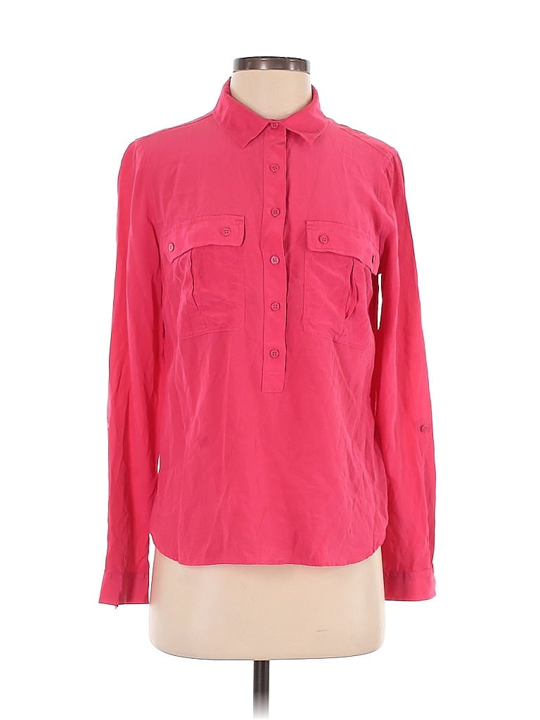Fossil 100% Silk Pink Long Sleeve Silk Top Size S - photo 1