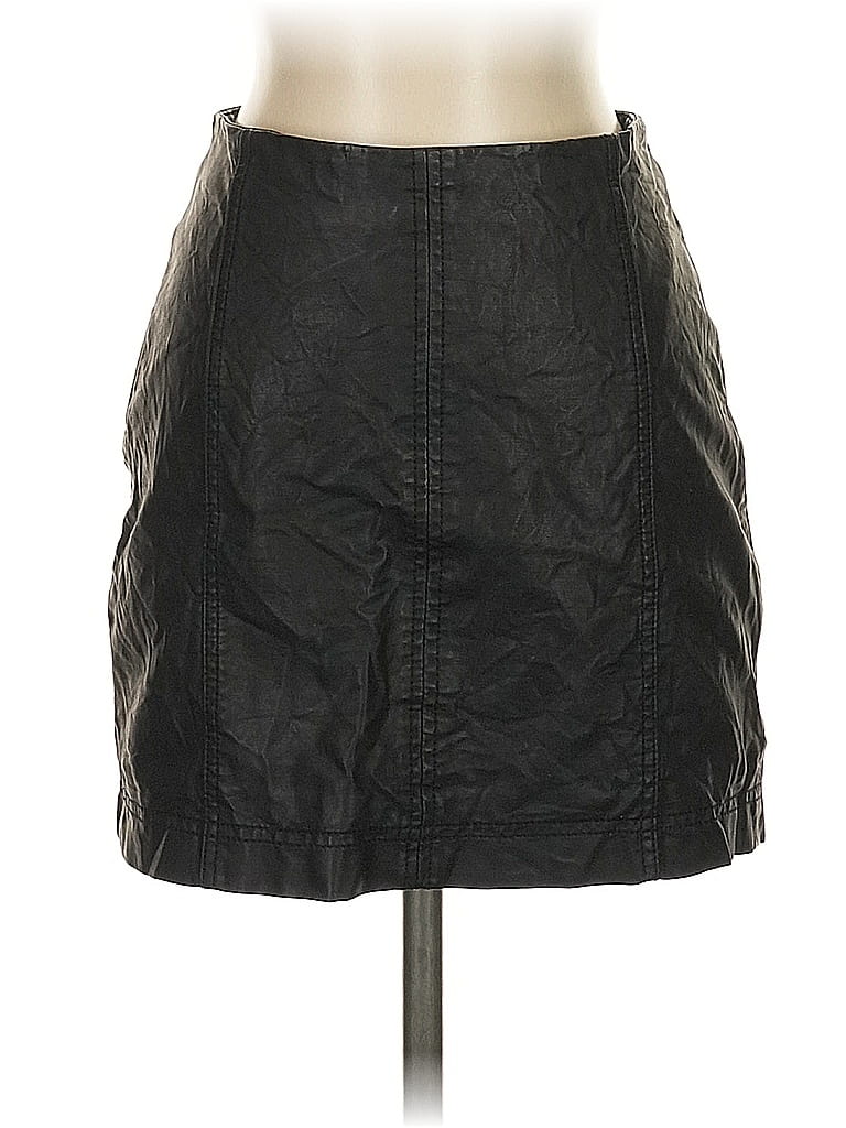 Pre-owned Free People Faux Leather Skirt In Black