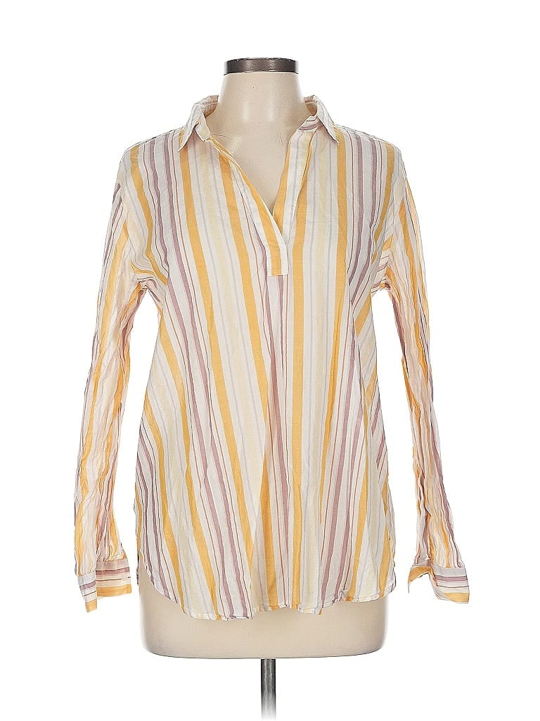 Pre-owned Ann Taylor Loft Outlet Long Sleeve Button Down Shirt In Yellow