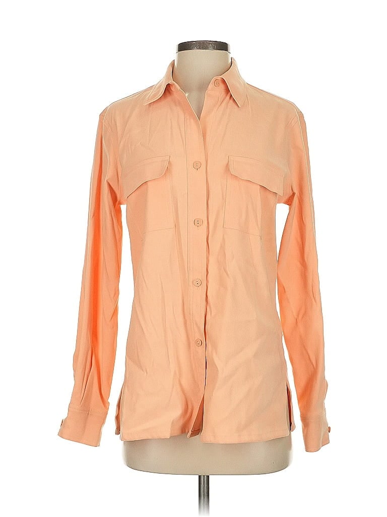 Pre-owned Allison Taylor Long Sleeve Button Down Shirt In Orange
