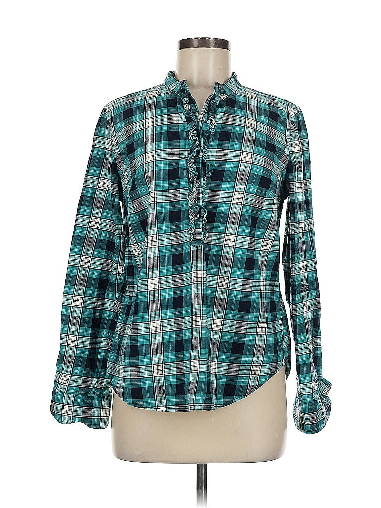 Pre-owned Talbots Long Sleeve Button Down Shirt In Blue