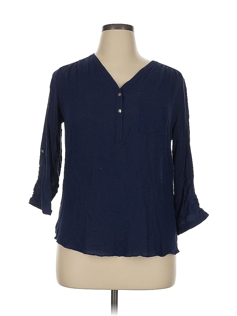 Pre-owned Kaari Blue 3/4 Sleeve Blouse In Blue