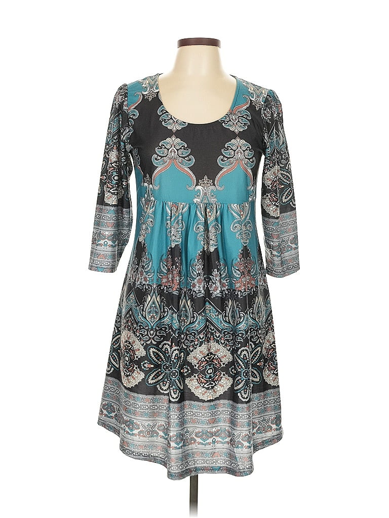 R&B Collection Paisley Teal Casual Dress Size L - 57% off | ThredUp