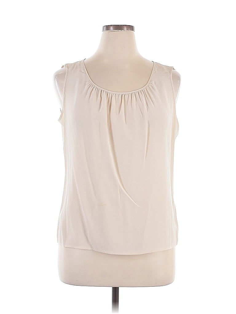 Pre-owned St John Sleeveless Silk Top Ivory Cowl Neck Tops In White