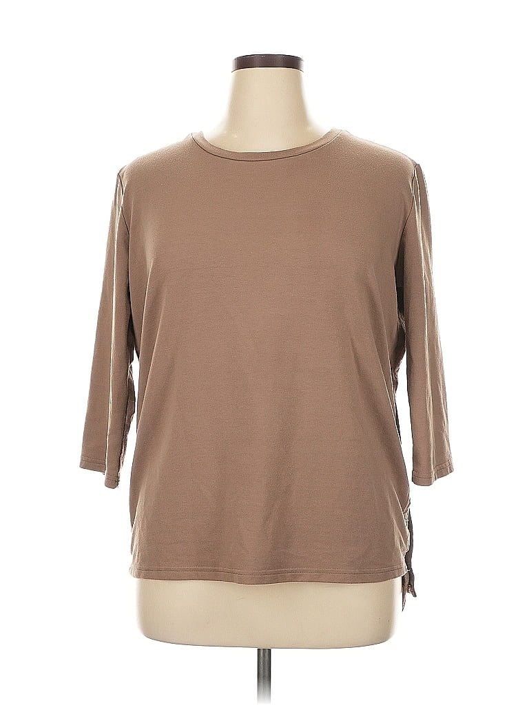 Pre-owned Assorted Brands 3/4 Sleeve T-shirt In Brown